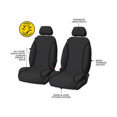 Tradies Canvas Ready Made Seat Covers Front Pair Black suits Hilux, , scanz_hi-res