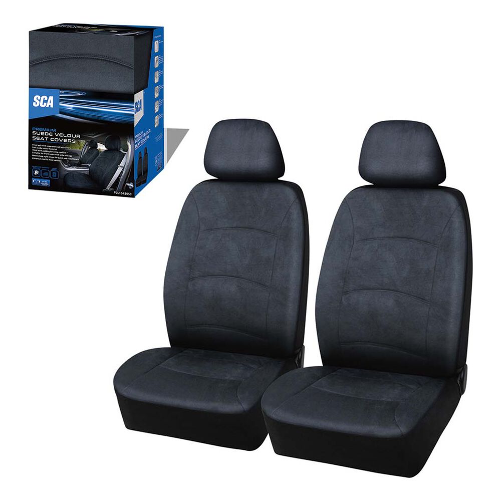 SCA Suede Velour Seat Covers Charcoal Adjustable Headrests Airbag