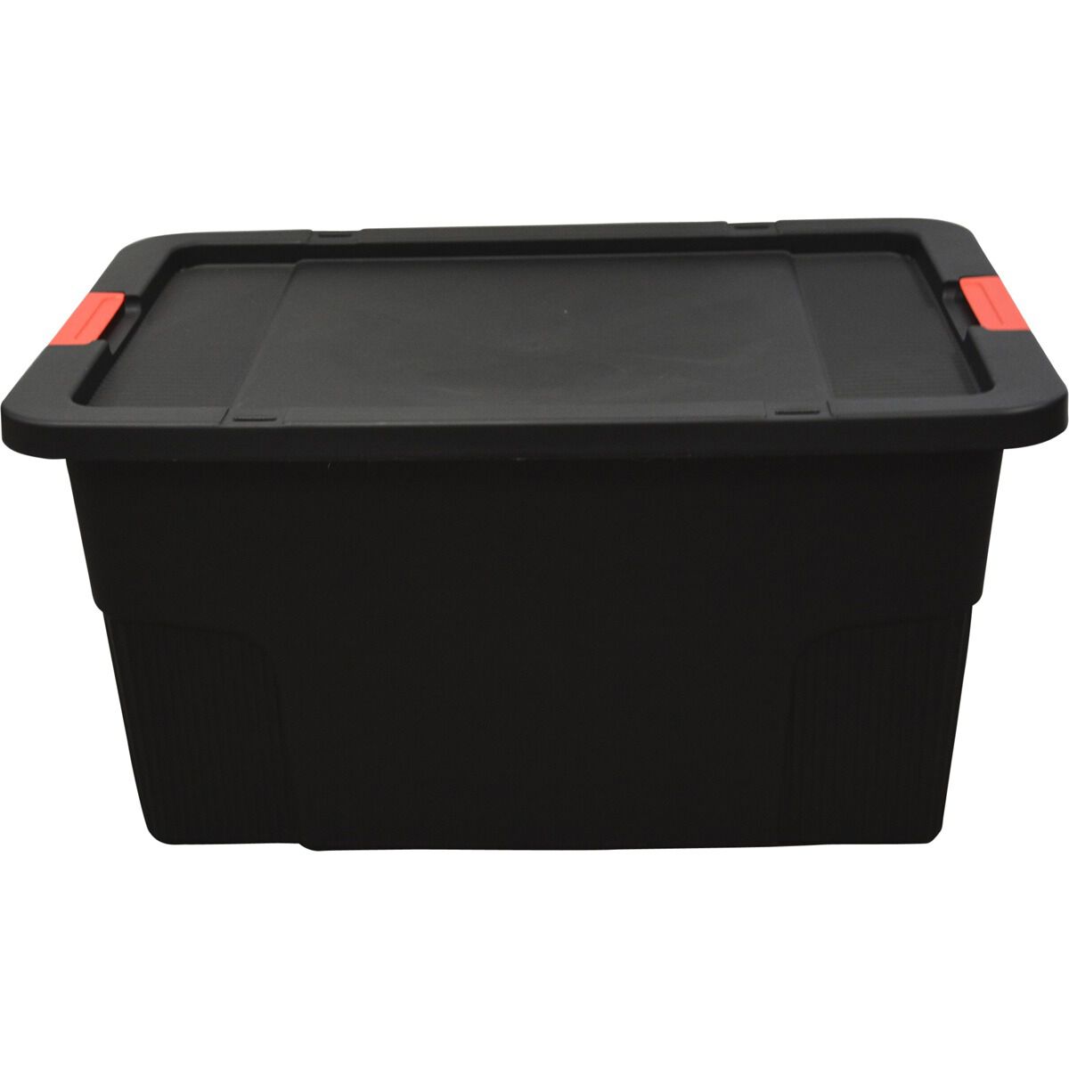 Black plastic store storage containers