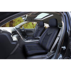 SCA Sports Leather Look And Mesh Seat Covers Black And Blue, Adjustable Headrests, Size 30, Front Pair, Airbag Compatible, , scanz_hi-res
