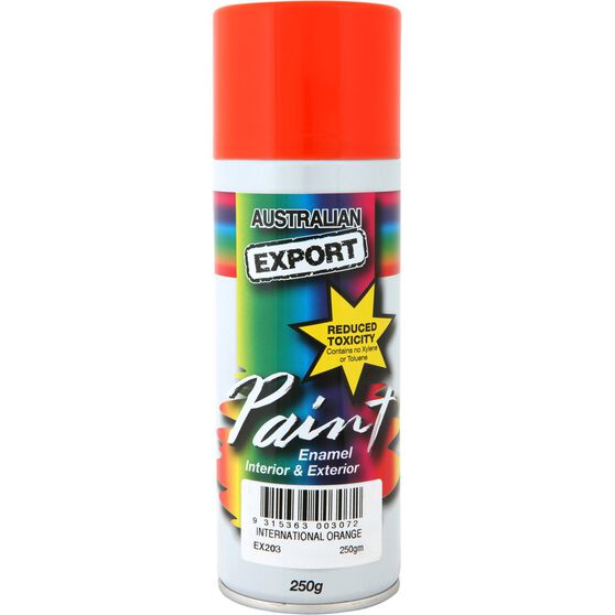 Export Aerosol Paint Enamel, International Orange, 250g Supercheap