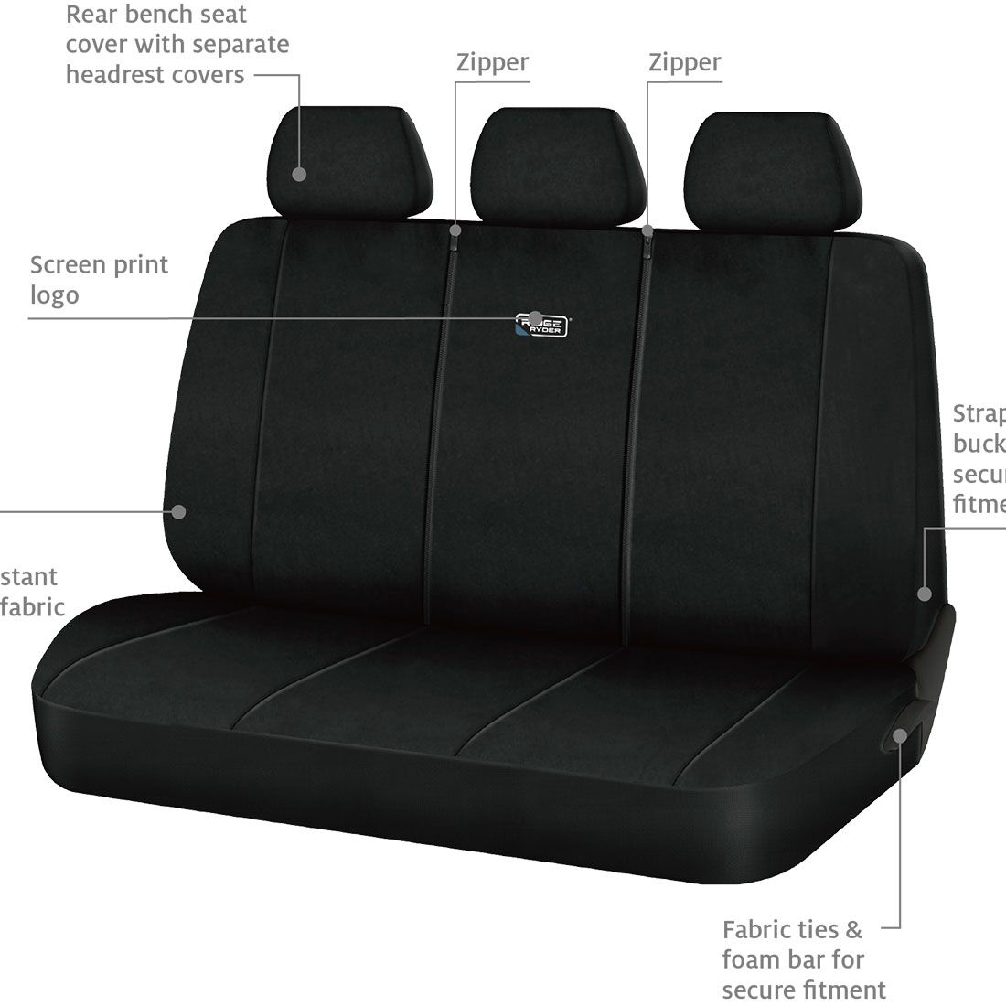 Ridge Ryder Neoprene Seat Covers Black 06H, , scanz_hi-res