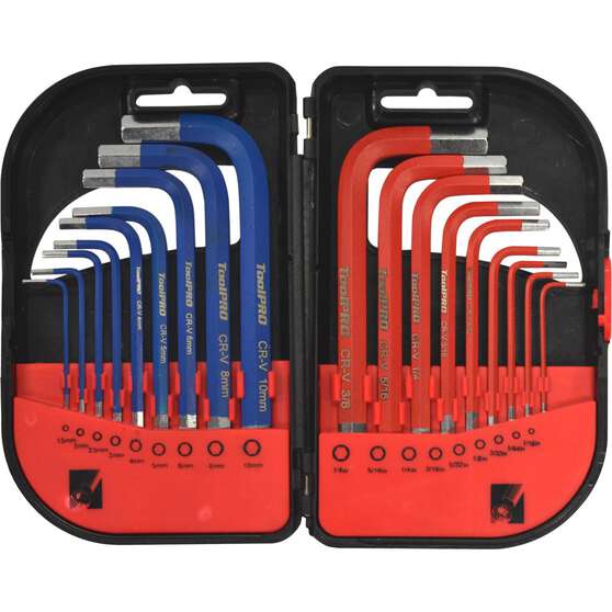 ToolPRO Short Hex Key Set - Metric & SAE, 18 Pieces, , scanz_hi-res