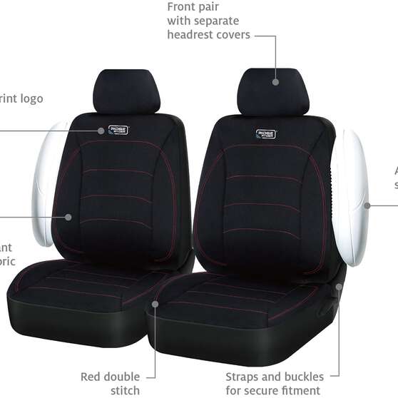 Ridge Ryder Neoprene Seat Covers Black/Red 30SAB, , scanz_hi-res
