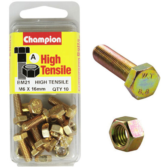 Champion High Tensile Bolts and Nuts - M6 X 16, , scanz_hi-res