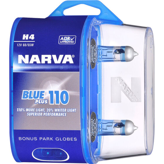 Narva Blue Plus 110 Headlight Globes - H4, 12V 60/55W, 48532BL2, , scanz_hi-res