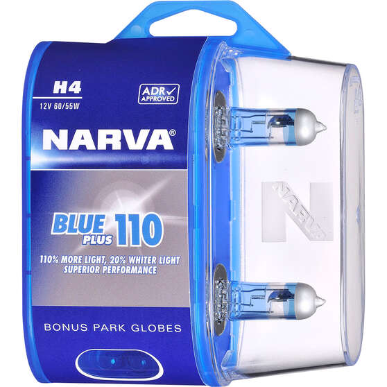 Narva Blue Plus 110 Headlight Globes - H4, 12V 60/55W, 48532BL2, , scanz_hi-res