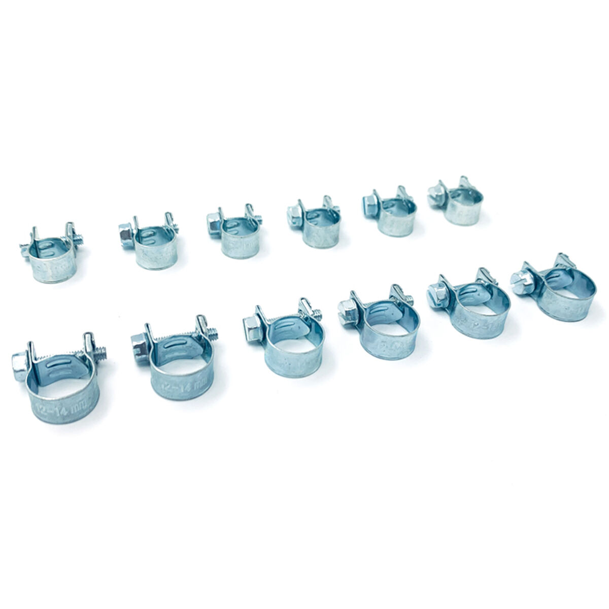 Calibre Hose Clamps - Zinc Plated, 12 Pieces, 9-11mm & 12-14mm, , scanz_hi-res