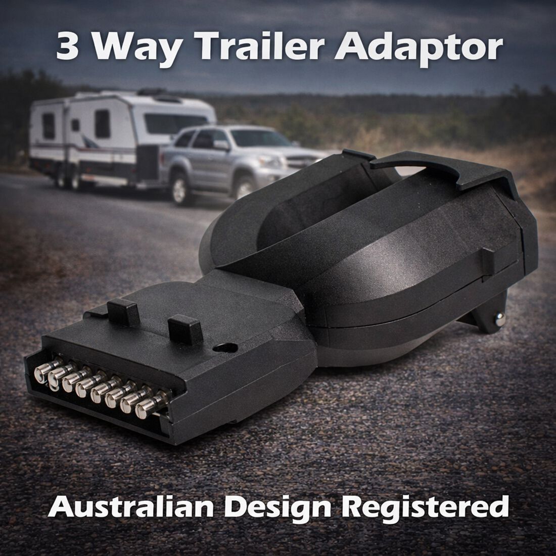 SCA Trailer Adaptor 3 Way 7 Pin Flat Socket to 7 Pin Small Round Plug, 7 Pin Large Round Plug, , scanz_hi-res