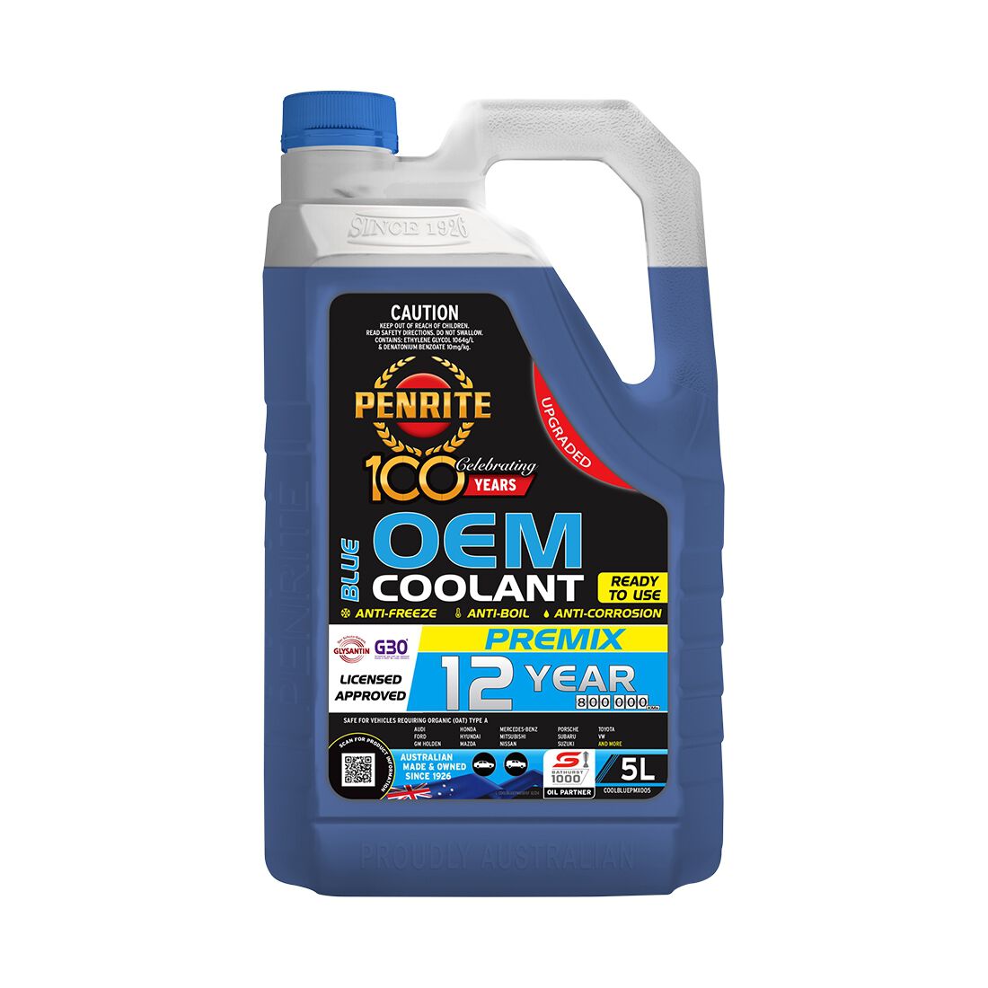 Penrite Blue Long Life Anti Freeze / Anti Boil Coolant Premix - 5 Litres, , scanz_hi-res