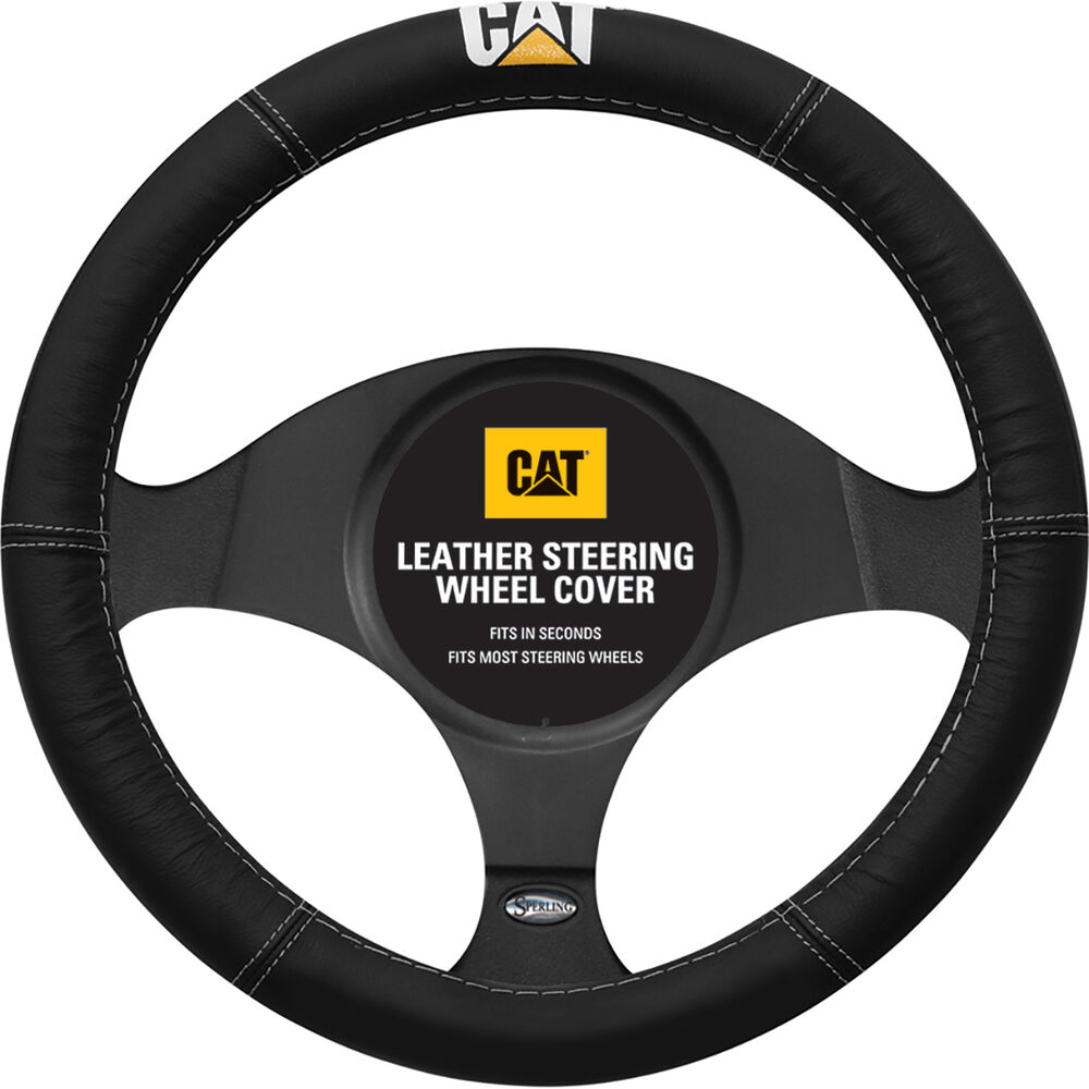 Caterpillar Steering Wheel Cover Leather Black 380mm Diameter