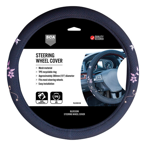 SCA Steering Wheel Cover - Blossom Mesh, Black/Orange/Purple, 380mm diameter, , scanz_hi-res