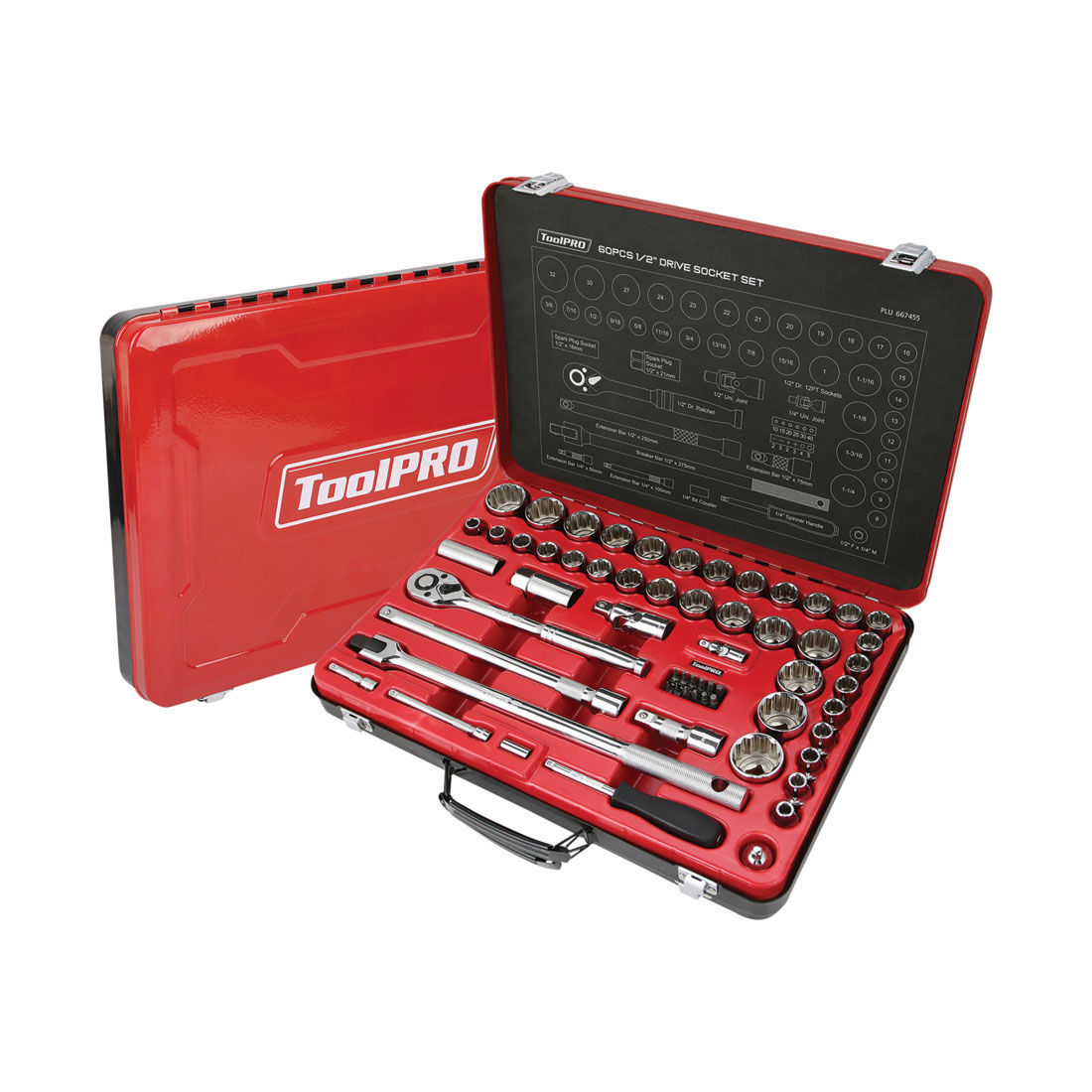 ToolPRO Socket Set 1/2" Drive Metric/SAE 60 Piece, , scanz_hi-res