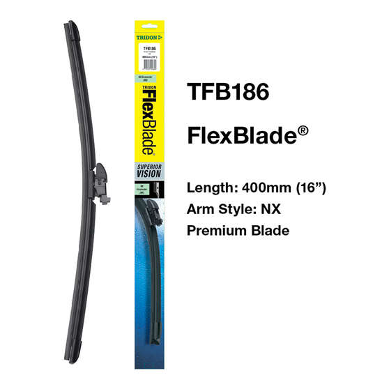 Tridon FlexBlade Wiper 400mm (16") Single - TFB186, , scanz_hi-res