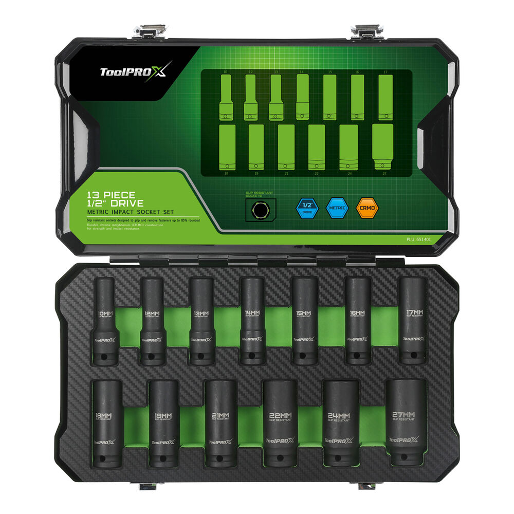 ToolPROX Impact Socket Set 1/2" Drive Metric 13 Piece Supercheap