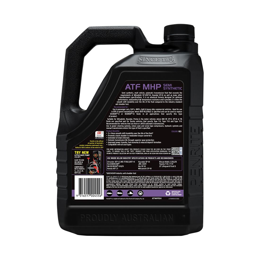 Penrite Automatic Transmission Fluid - Semi-Synthetic, MHP, 4 Litre, , scanz_hi-res