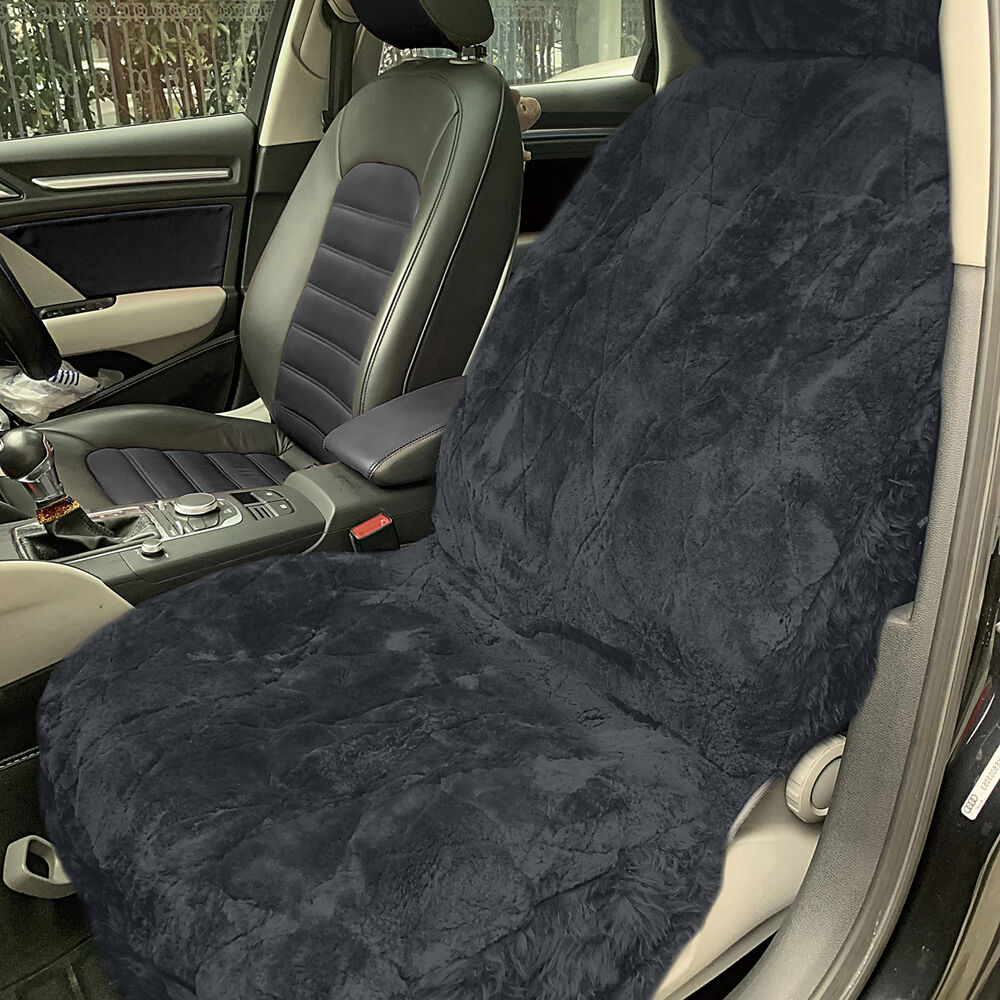 SCA Sheepskin Seat Cover Charcoal, Adjustable Headrests, Size 30