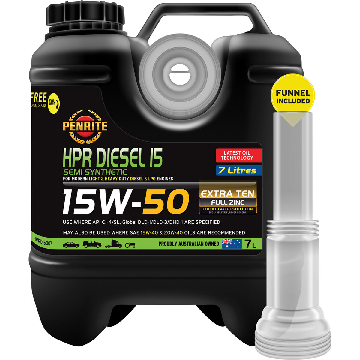 Penrite HPR Diesel 15 Engine Oil - 15W-50, 7 Litre, , scanz_hi-res