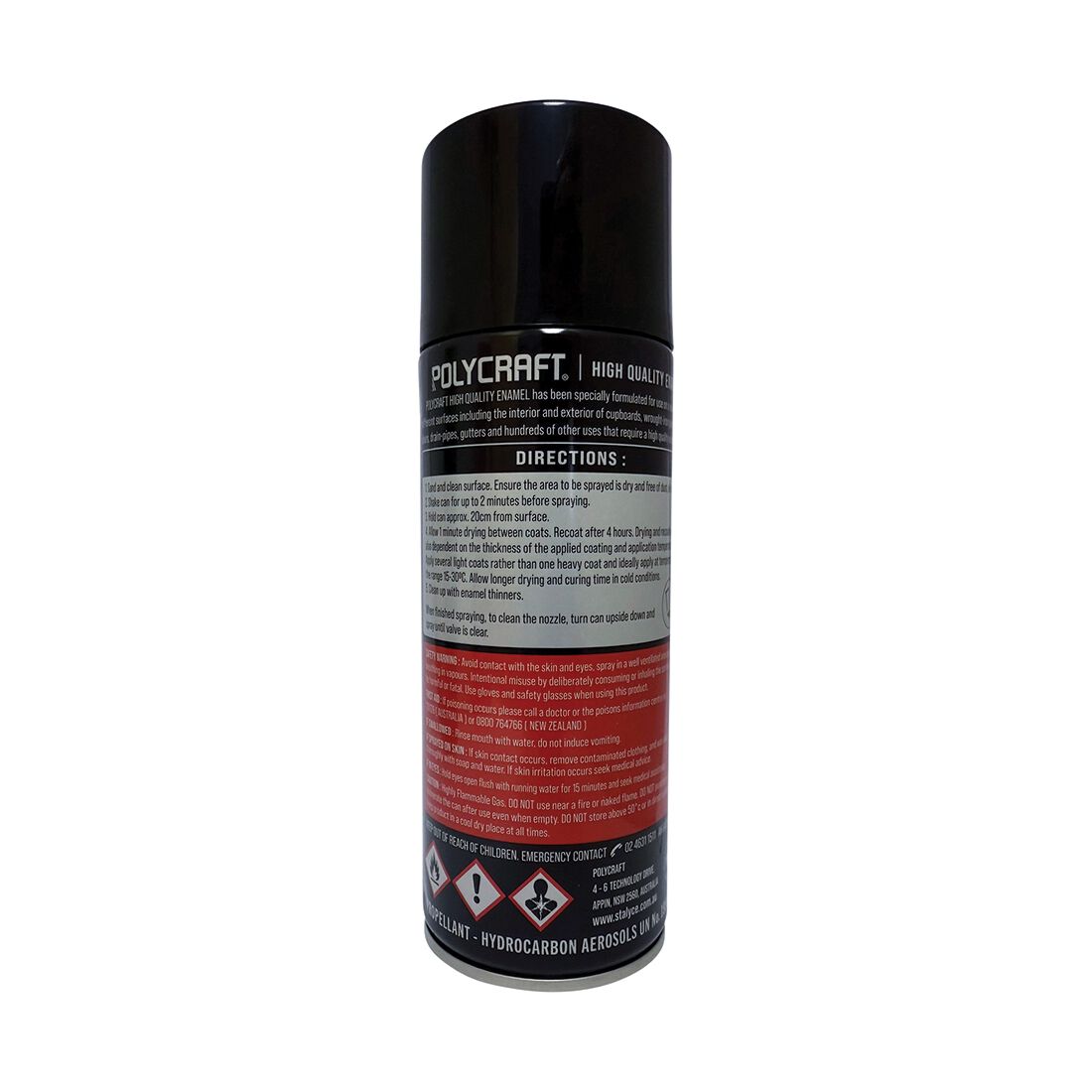 Polycraft High Quality Enamel Spray Paint - Gloss Black, , scanz_hi-res