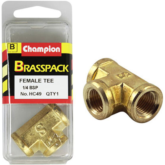 Champion Female T Pieces - 1 / 4 inch, Brass, , scanz_hi-res