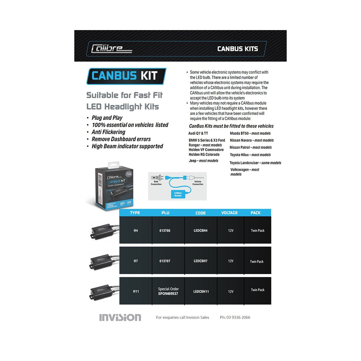 Calibre Fast Fit LED Headlight Conversion Kit - H7 12/24V, , scanz_hi-res