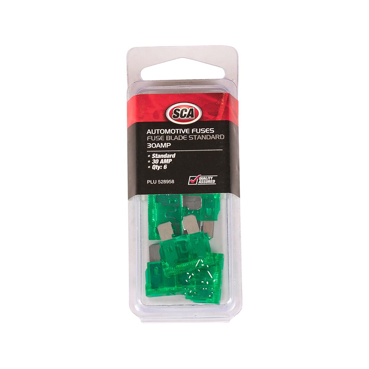 SCA Automotive Fuses - Standard Blade, 30 Amp, 6 Piece, , scanz_hi-res