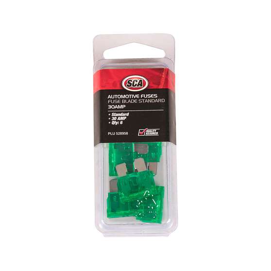 SCA Automotive Fuses - Standard Blade, 30 Amp, 6 Piece, , scanz_hi-res