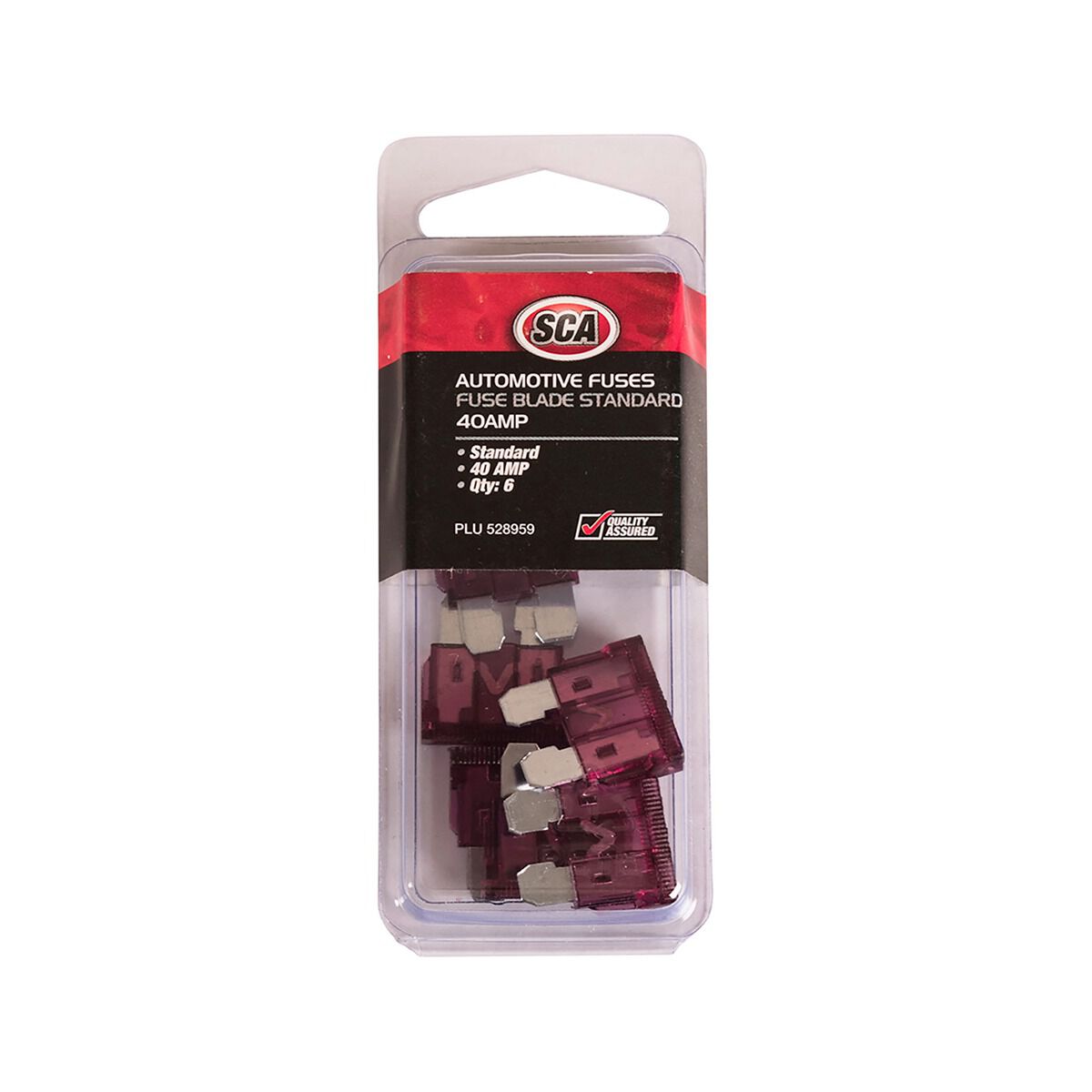 SCA Automotive Fuses - Standard Blade, 40 Amp, 6 Piece, , scanz_hi-res