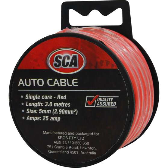 SCA Automotive Cable Single Core 25A 5mm x 3m Red, , scanz_hi-res