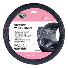 SCA Steering Wheel Cover - Rose Twill Polyester, Black / Pink, 380mm diameter, , scanz_hi-res