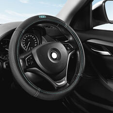 Skechers Air Cooled Memory Foam Steering Wheel Cover Black/Aqua 380mm diameter, , scanz_hi-res