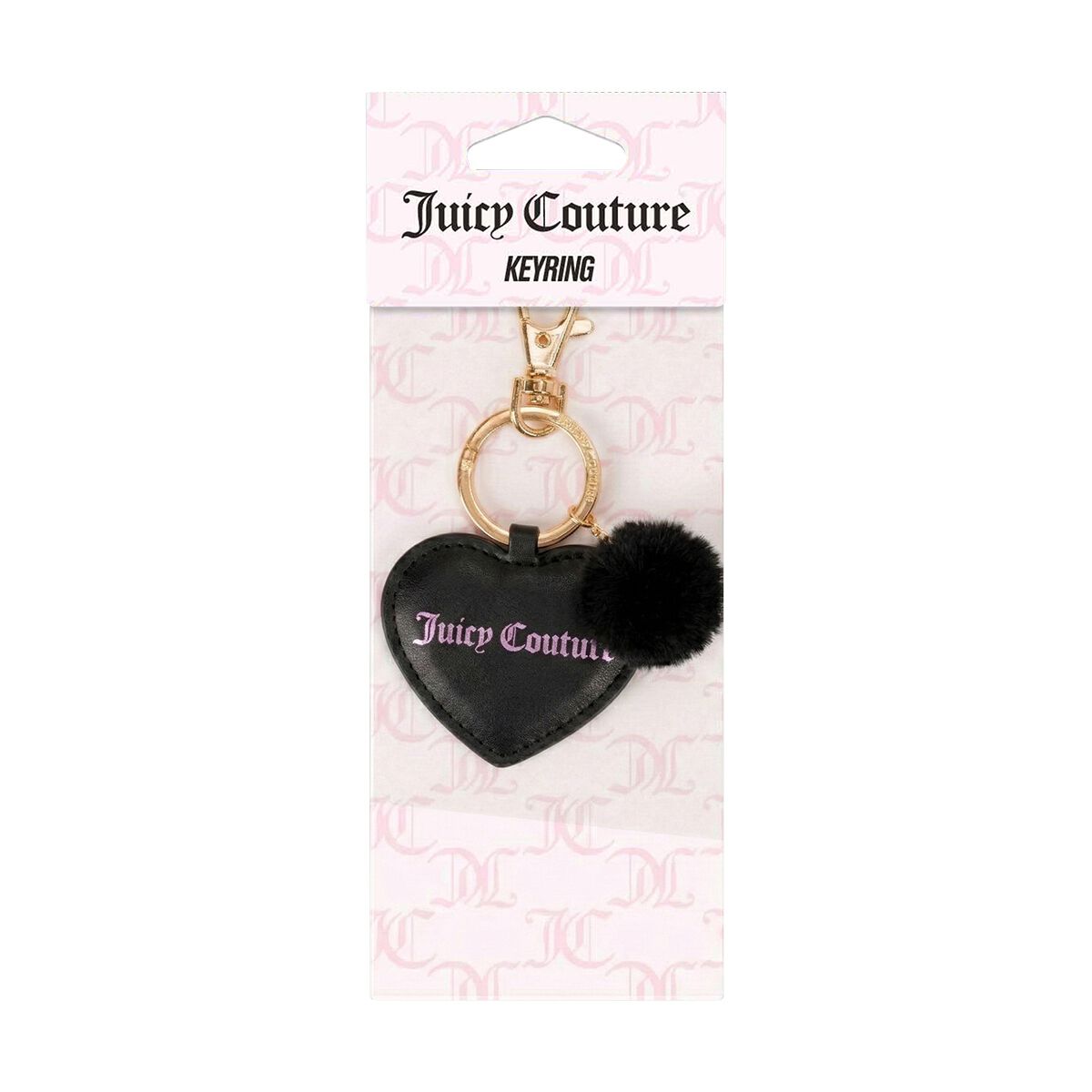 Juicy Couture Bling Juicy Keyring - Black Heart Pompom, , scanz_hi-res