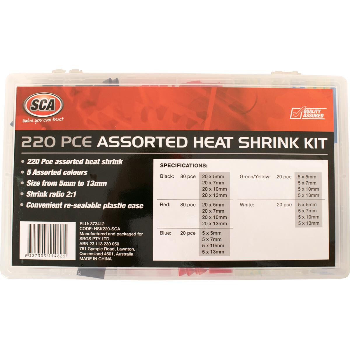 SCA Heat Shrink Tubing - Assorted, 5-13mm, 220 Piece, , scanz_hi-res