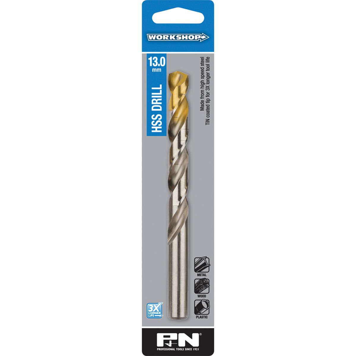 P&N Workshop Drill Bit HSS Tin Tipped 13.0mm, , scanz_hi-res
