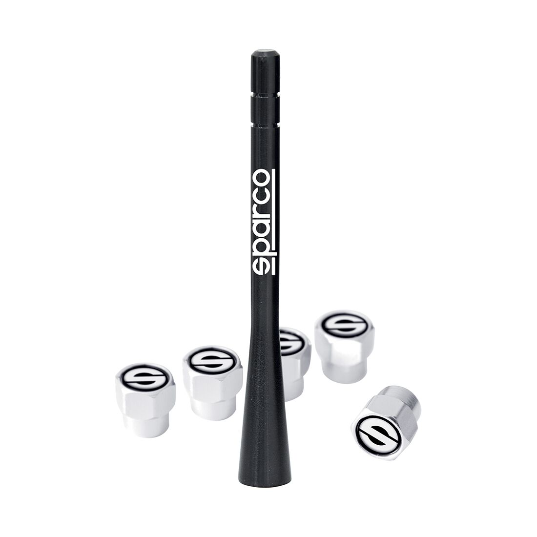 Sparco JDM Antenna and 5pc Valve Caps Set, , scanz_hi-res