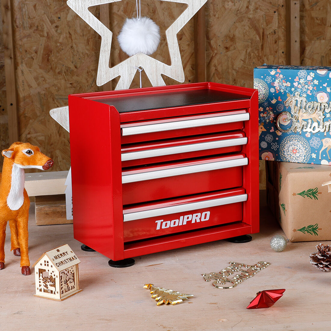 ToolPRO Mini Tool Cabinet 4 Drawer Red, , scanz_hi-res