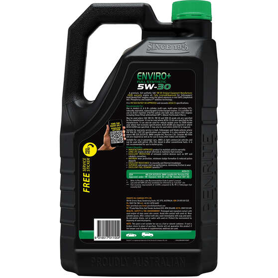 Penrite Enviro+ Engine Oil - 5W-30 5 Litre, , scanz_hi-res