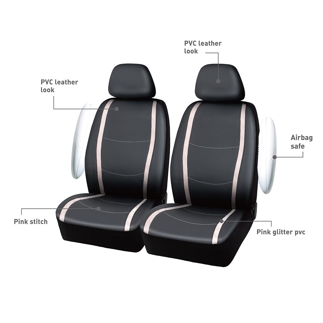 SCA Leather Look Seat Cover Pink Shimmer, , scanz_hi-res