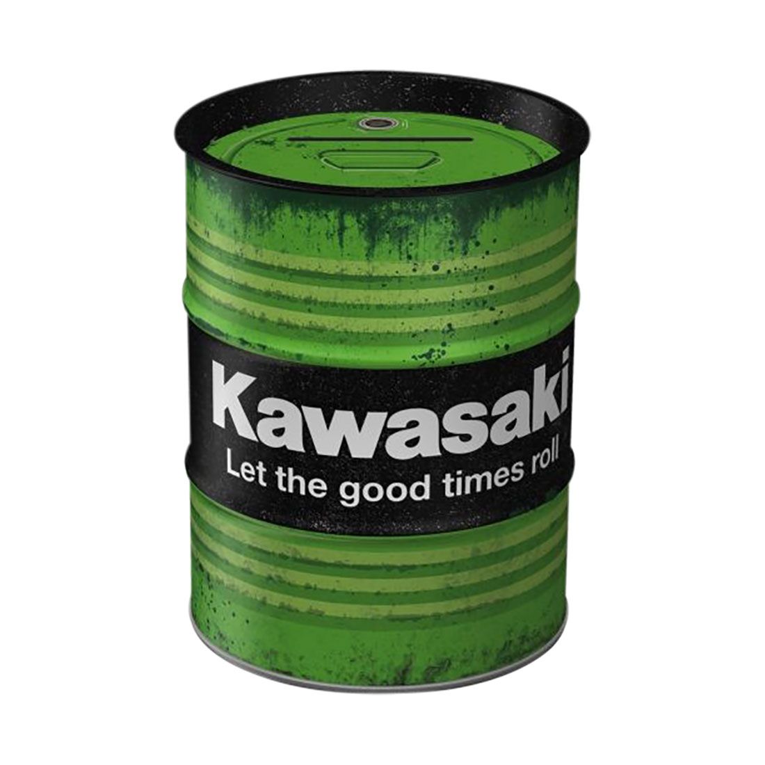 Nostalgic-Art Oil Barrel Money Box Kawasaki - Let the good times roll, , scanz_hi-res