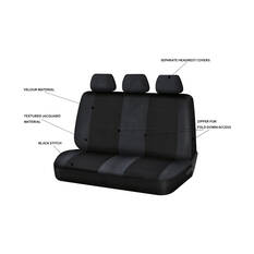 SCA Premium Jacquard and Velour Seat Covers Charcoal Rear Seat Size Adjustable Zips 06H, , scanz_hi-res
