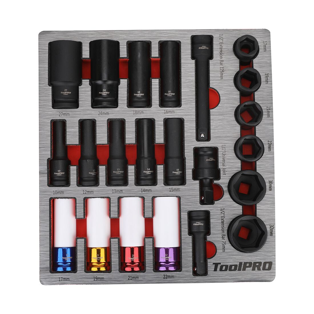 ToolPRO EVA 1/2" Impact Socket Set 22 Piece, , scanz_hi-res