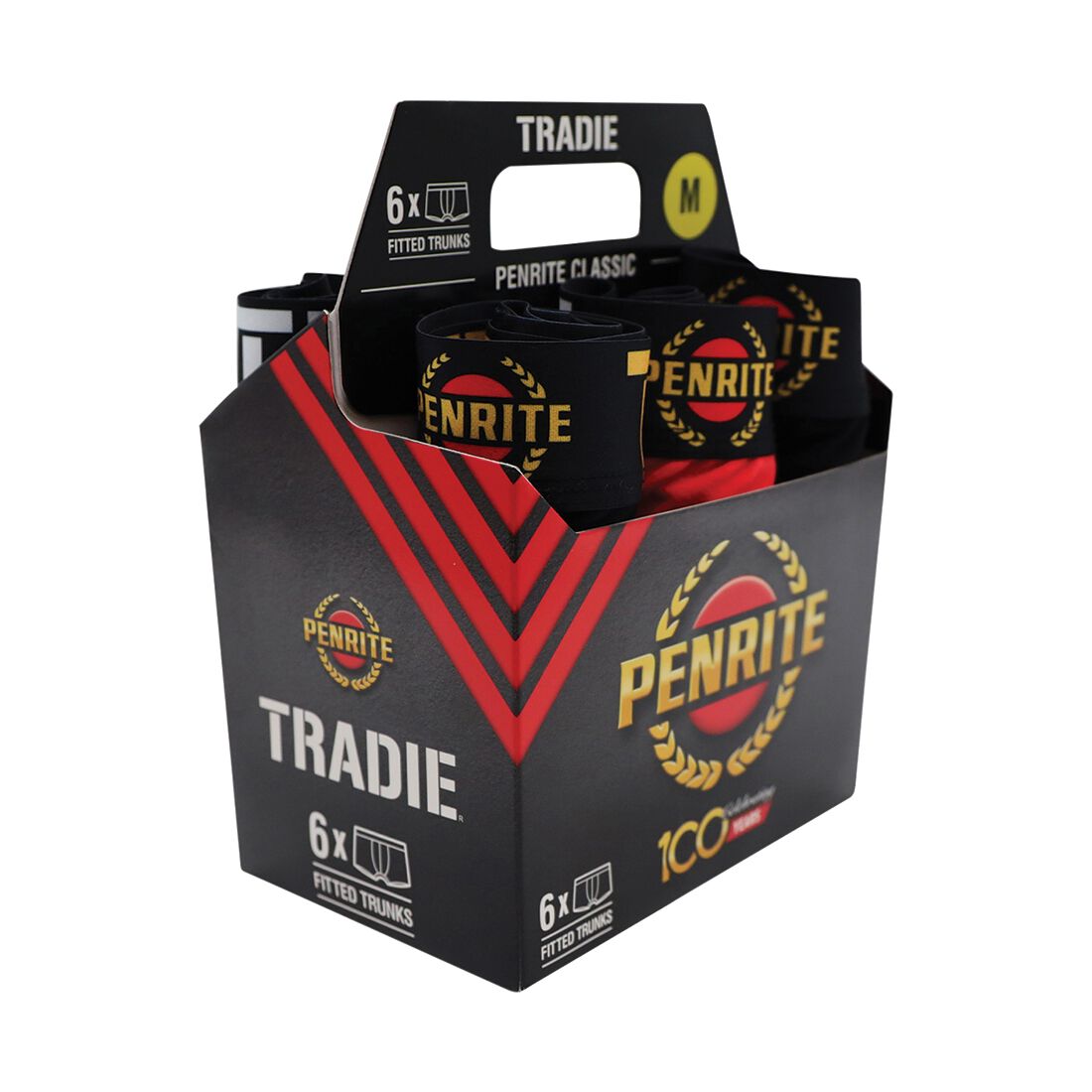 Tradie Trunks Penrite 6 Pack Black M, , scanz_hi-res