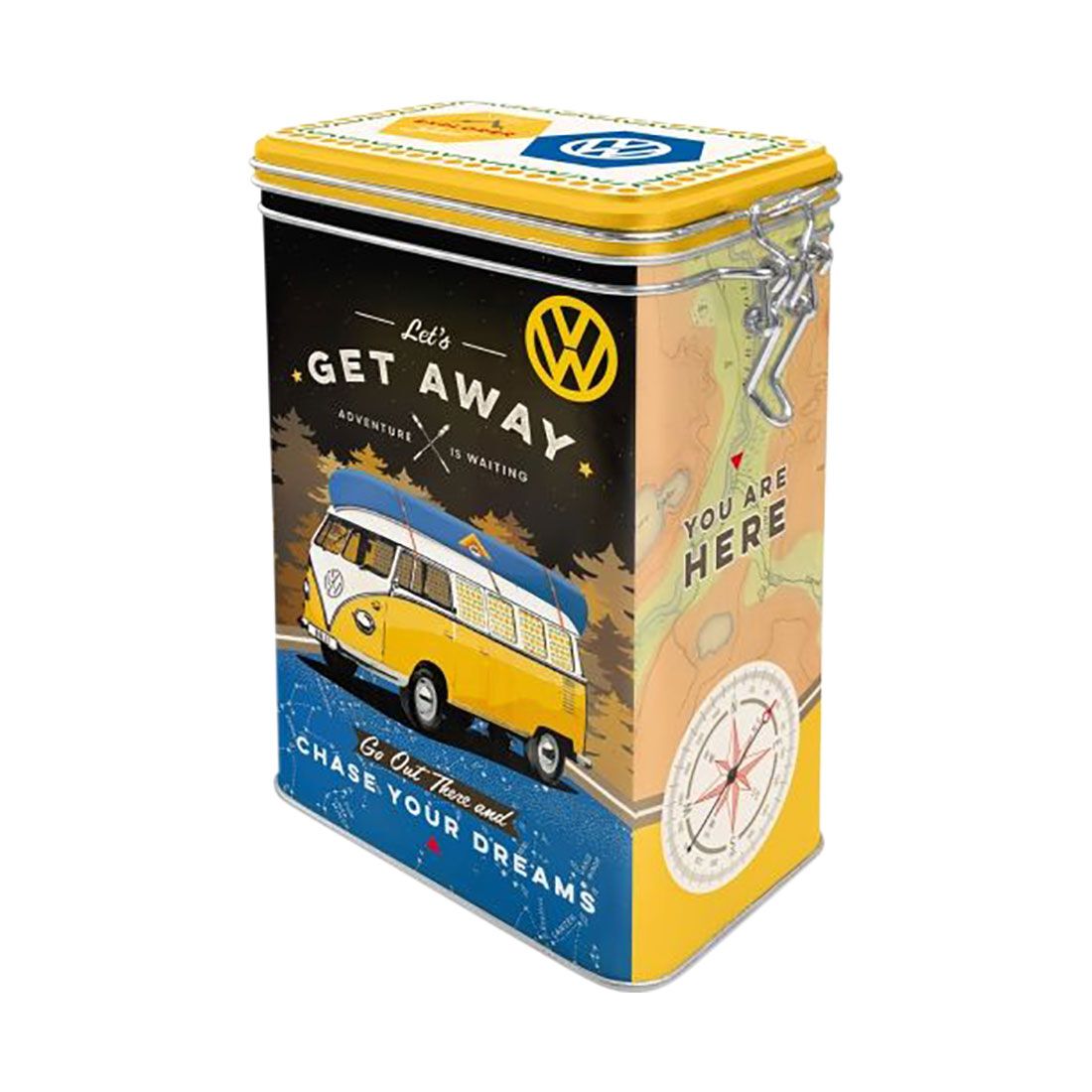 Nostalgic-Art Clip Top Tin Box - VW Kombi - Let's Get Away, , scanz_hi-res