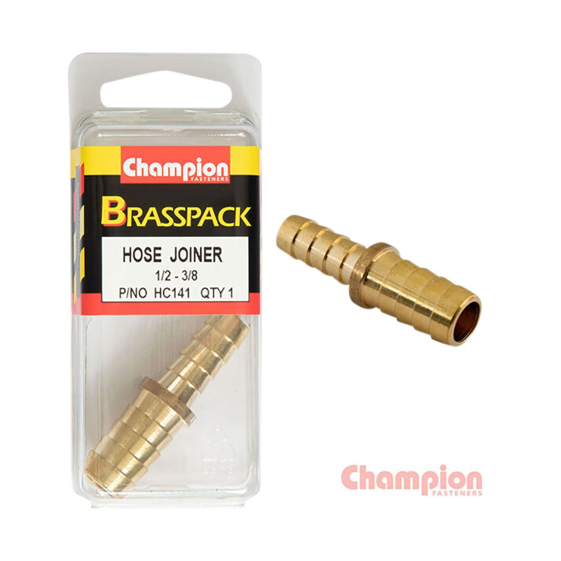 Champion Brass Hose Joiner - 1/2" x 3/8", HC141, , scanz_hi-res
