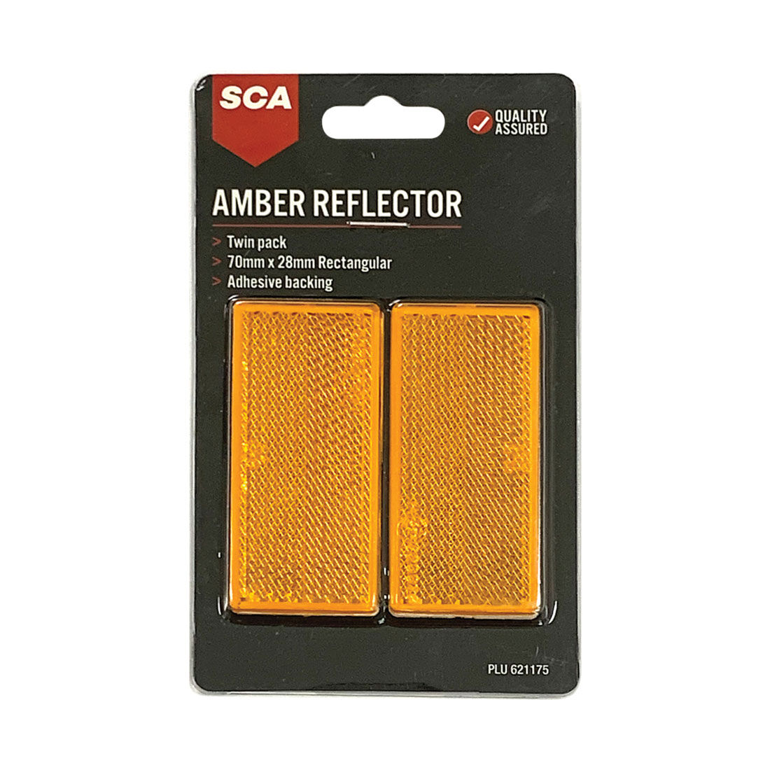 SCA Reflector Twin Pack Rectangular Amber 70 x 28mm, , scanz_hi-res