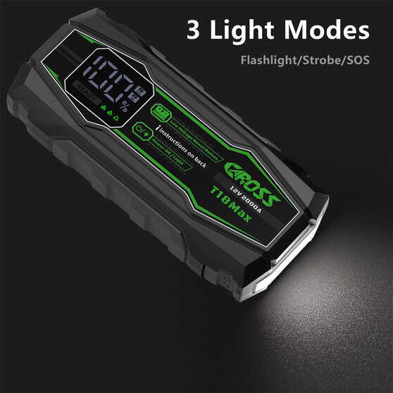 CAROSS T18Max 12V 2000A Compact Smart Lithium Jump Starter With Built-in 3 Mode Light, , scanz_hi-res