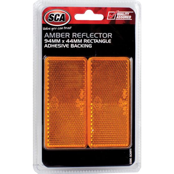 SCA Reflector - Amber, 94 x 44mm, Rectangle, 2 Pack, , scanz_hi-res