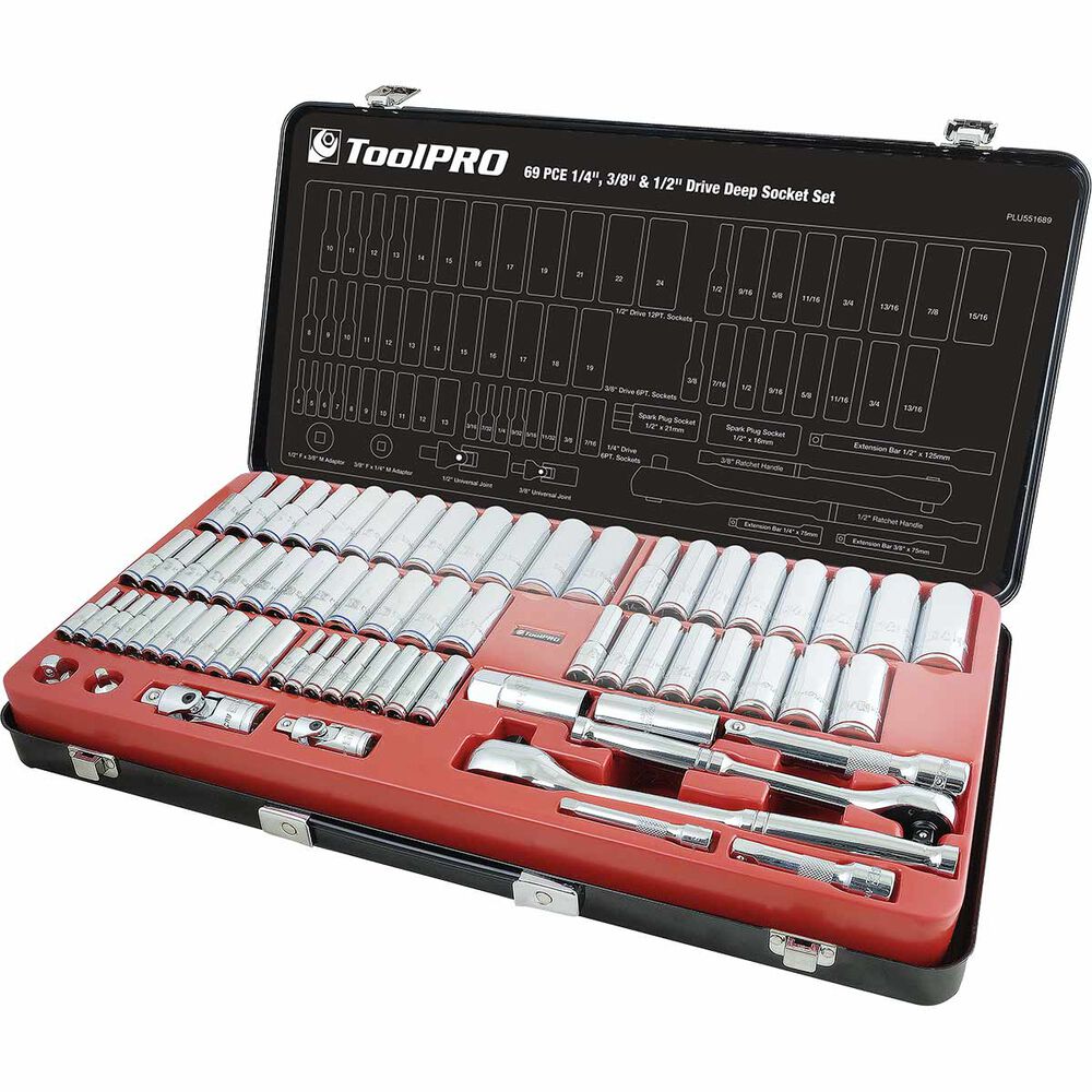 ToolPRO Socket Set 1 / 4 inch, 3 / 8 inch and 1 / 2 inch Drive