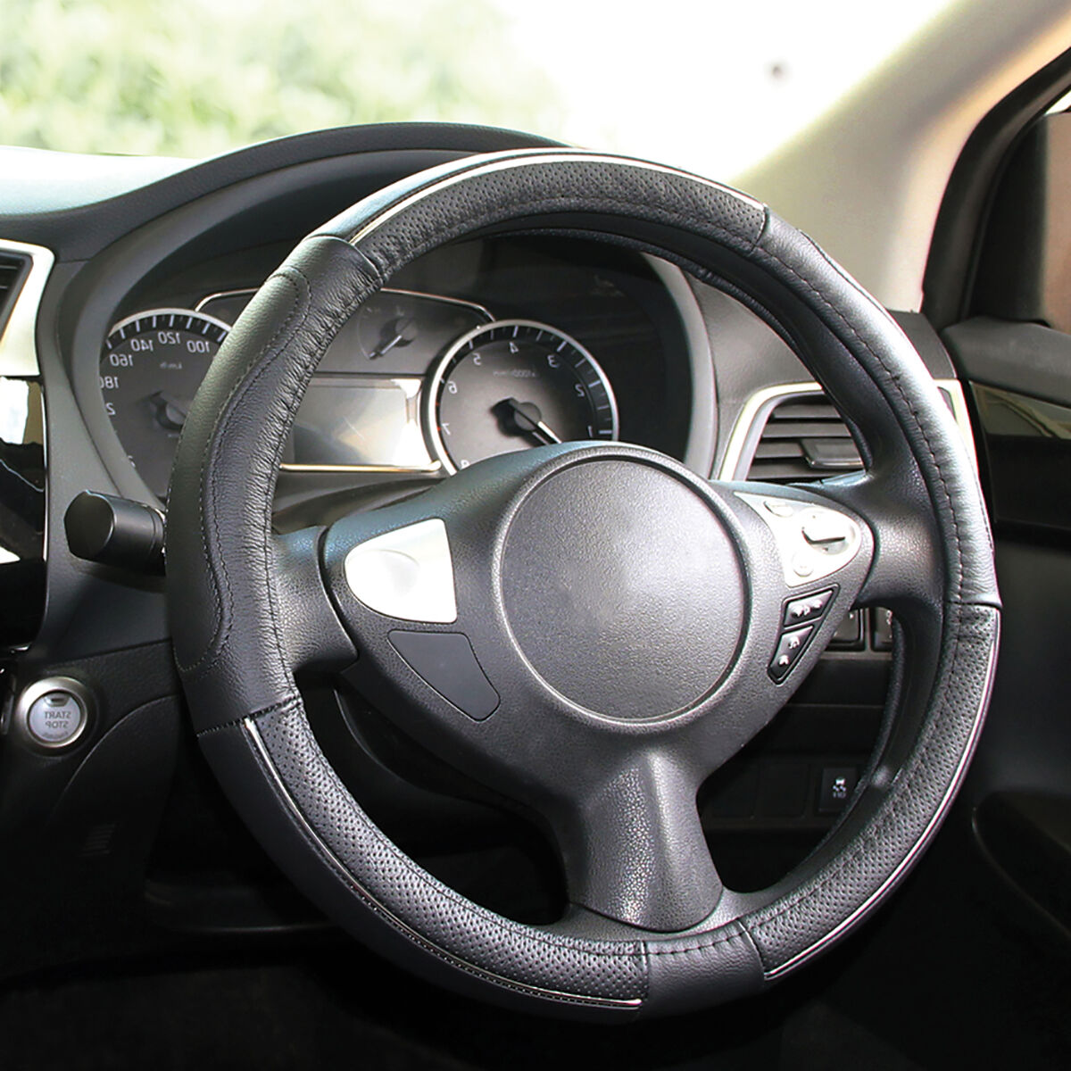 SCA Steering Wheel Cover Leather Black 380mm Supercheap Auto