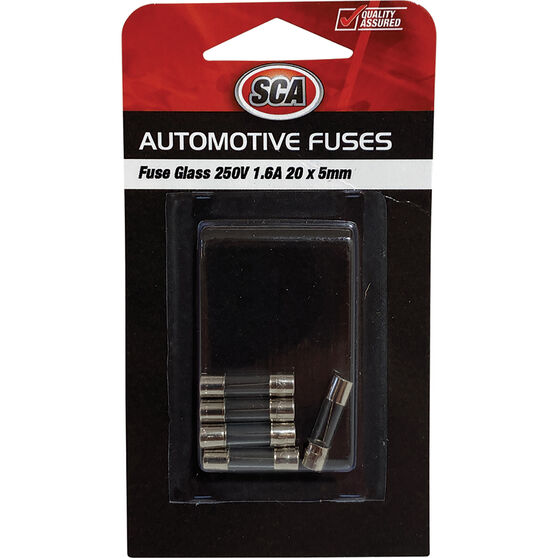 SCA Automotive Fuses - Glass 250V 1.6 Amp, 5 piece - GF160-3, , scanz_hi-res
